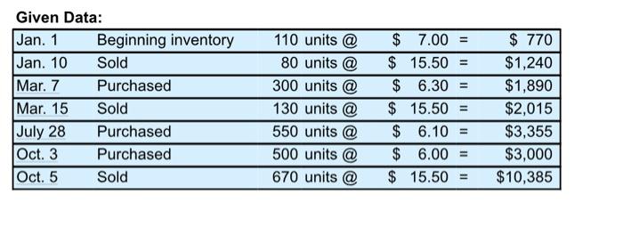 Exercise 6 5 Alternative Cost Flow Assumptions Perpetual Inventory System L02 Excel Check Figures 3 Cogs A 5 527 B 2