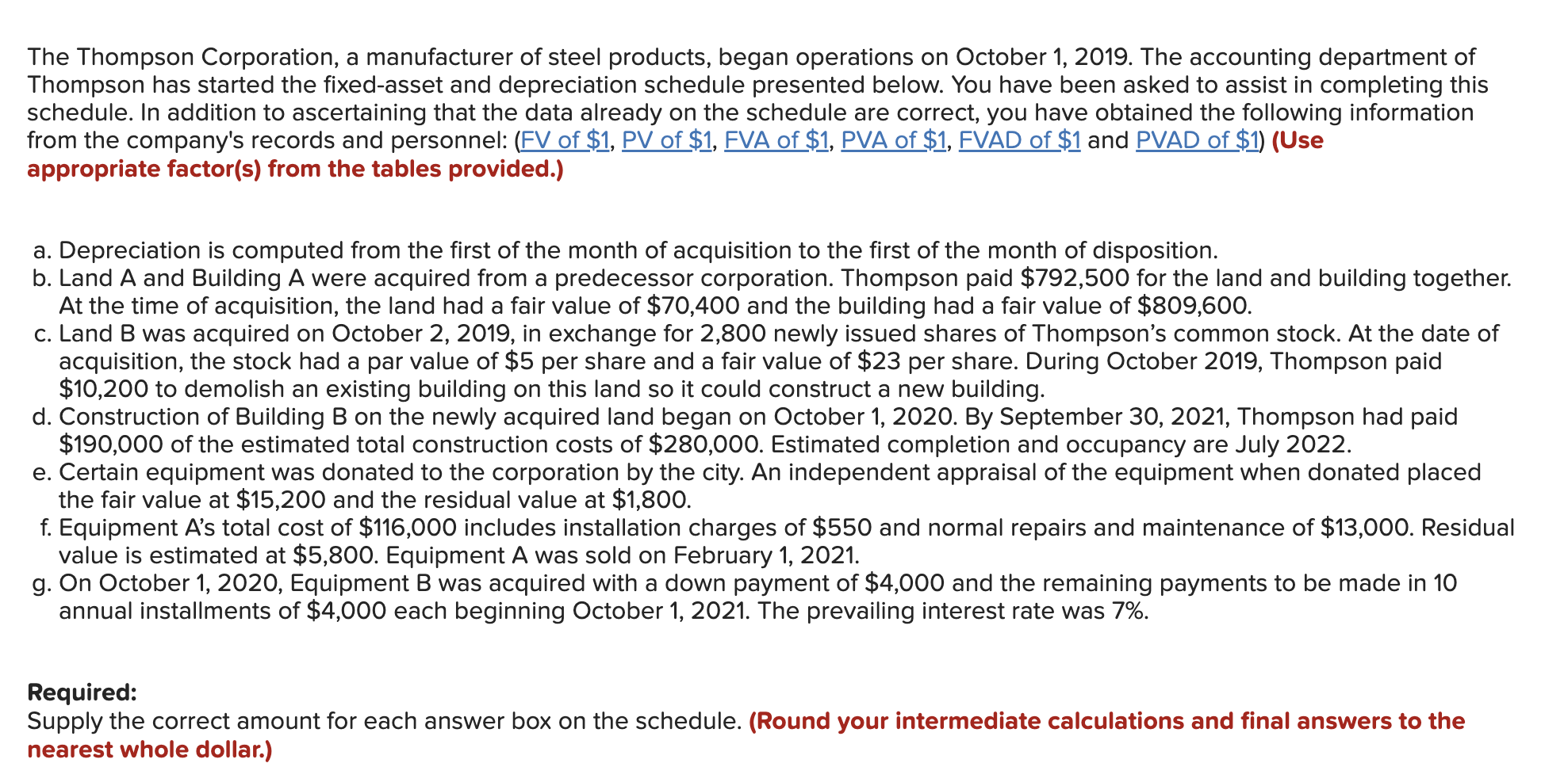 The Thompson Corporation A Manufacturer Of Steel Products Began Operations On October 1 2019 The Accounting Departme 1