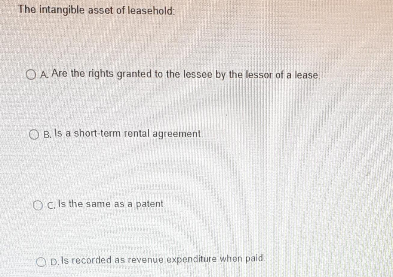 1 Po The Intangible Asset Of Patent A O A Is The Amount By Which The Value Of A Company Exceeds The Fair Market Value 2