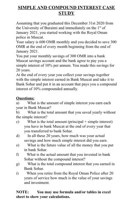 Simple And Compound Interest Case Study Assuming That You Graduated This December 31st 2020 From The University Of Burai 1