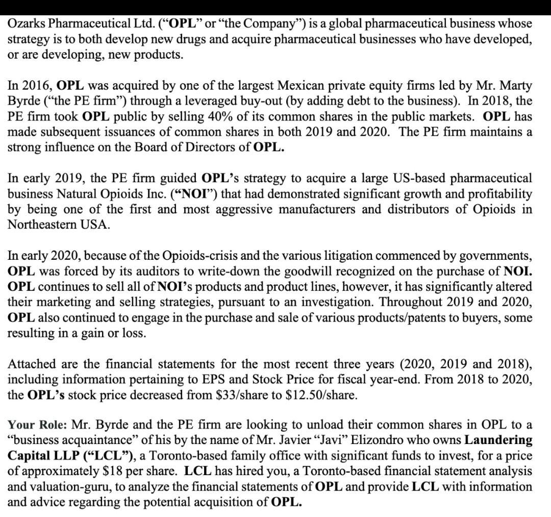 Ozarks Pharmaceutical Ltd Opl Or The Company Is A Global Pharmaceutical Business Whose Strategy Is To Both Develo 1