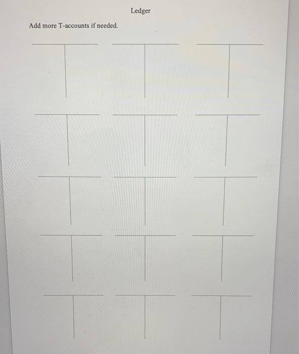 1 Create Journal Entries For The Following Transactions 2 Draw Up A T Account For Each Account Affected By Transactio 3