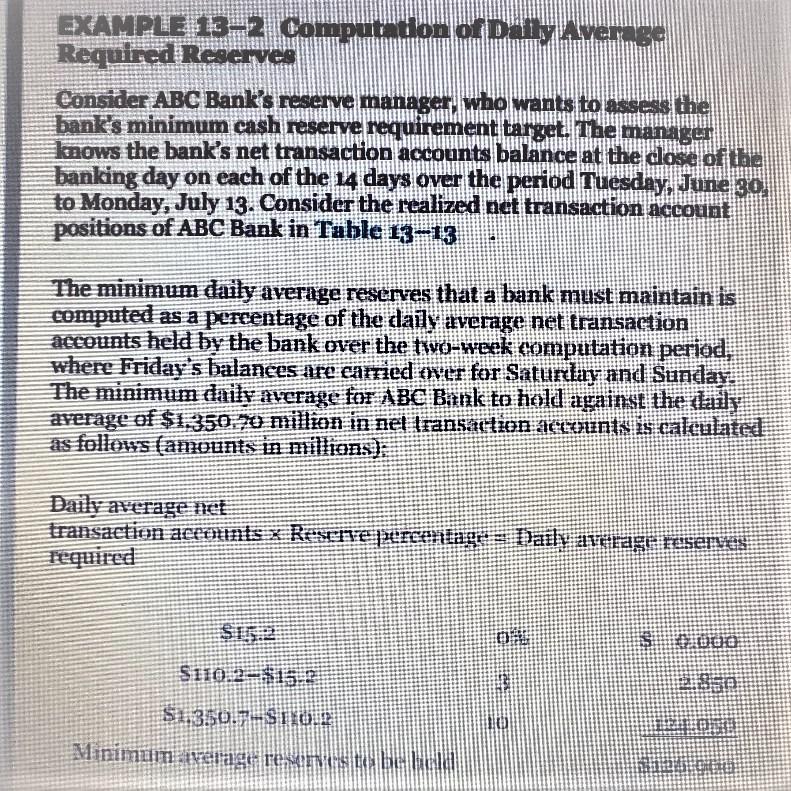 I Need Help With This One Please City Bank Has Estimated That Its Average Daily Net Transaction Accounts Balance Over 1