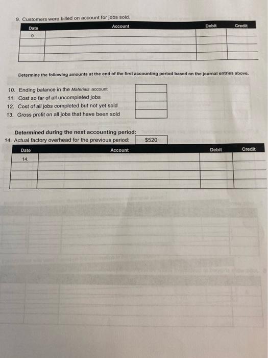 Job Order Costing Problem Jonick Industries Inc Uses A Job Order Costing System In Manufacturing Custom Products The Fo 3