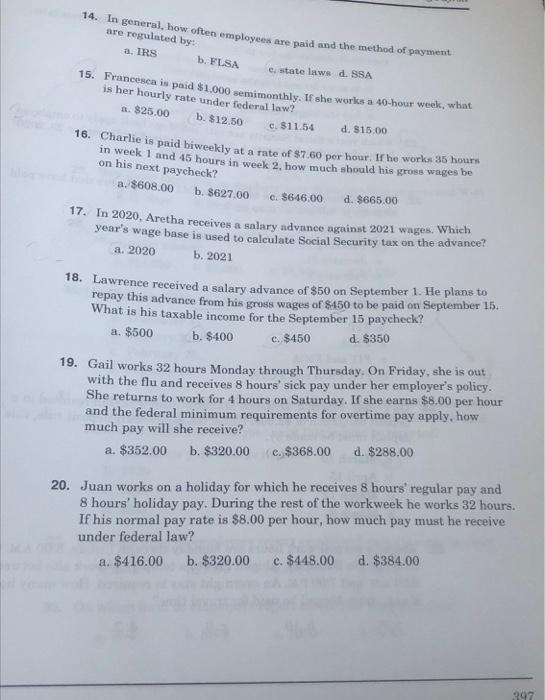 Instructions Detach The Final Examination Answer Sheet On Page 403 Before Beginning Your Final Examination Select The 2