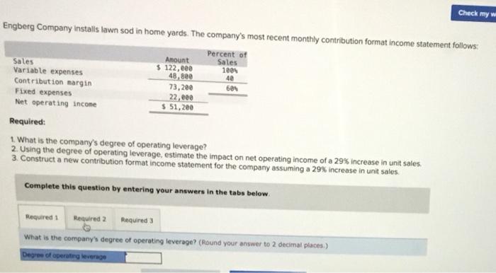 Check My W Engberg Company Installs Lawn Sod In Home Yards The Company S Most Recent Monthly Contribution Format Income 1