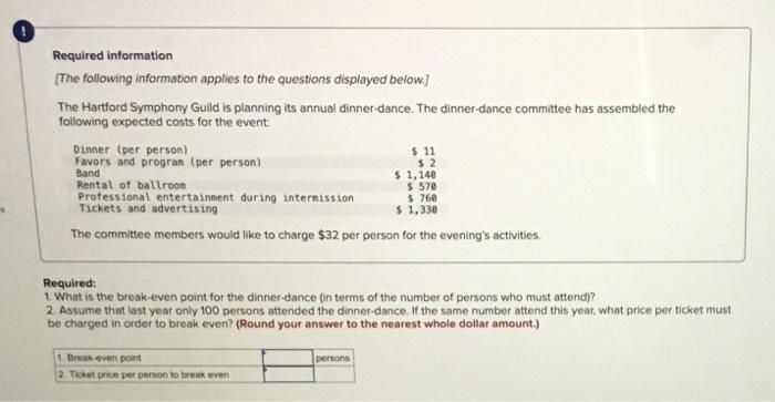 Required Information The Following Information Applies To The Questions Displayed Below The Hartford Symphony Gulld I 1