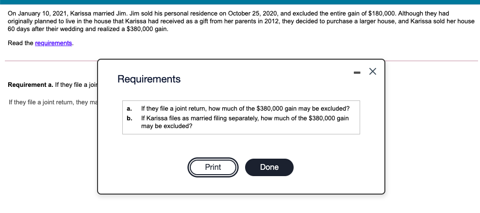 On January 10 2021 Karissa Married Jim Jim Sold His Personal Residence On October 25 2020 And Excluded The Entire G 1
