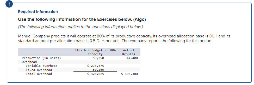 Required Information Use The Following Information For The Exercises Below Algo The Following Information Applies To 1