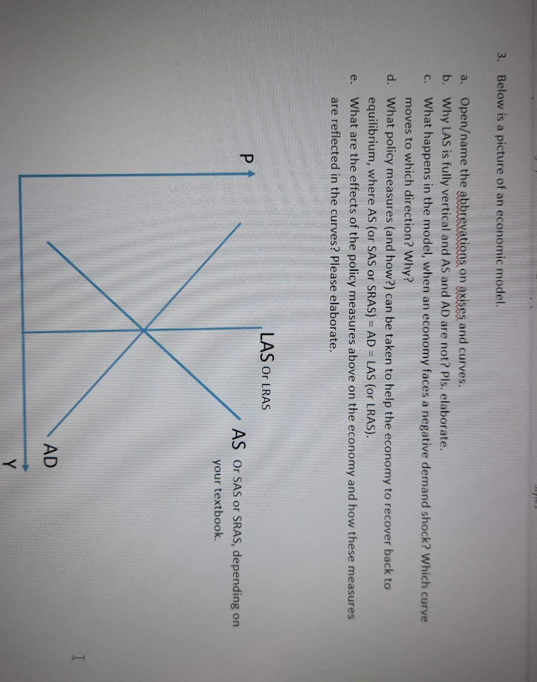 3 Below Is A Picture Of An Economic Model C A Open Name The Abbrevations On Axises And Curves B Why Las Is Fully V 1