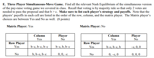 E Three Player Simultaneous Move Game Find All The Relevant Nash Equilibrium Of The Simultaneous Version Of The Pay Ra 1