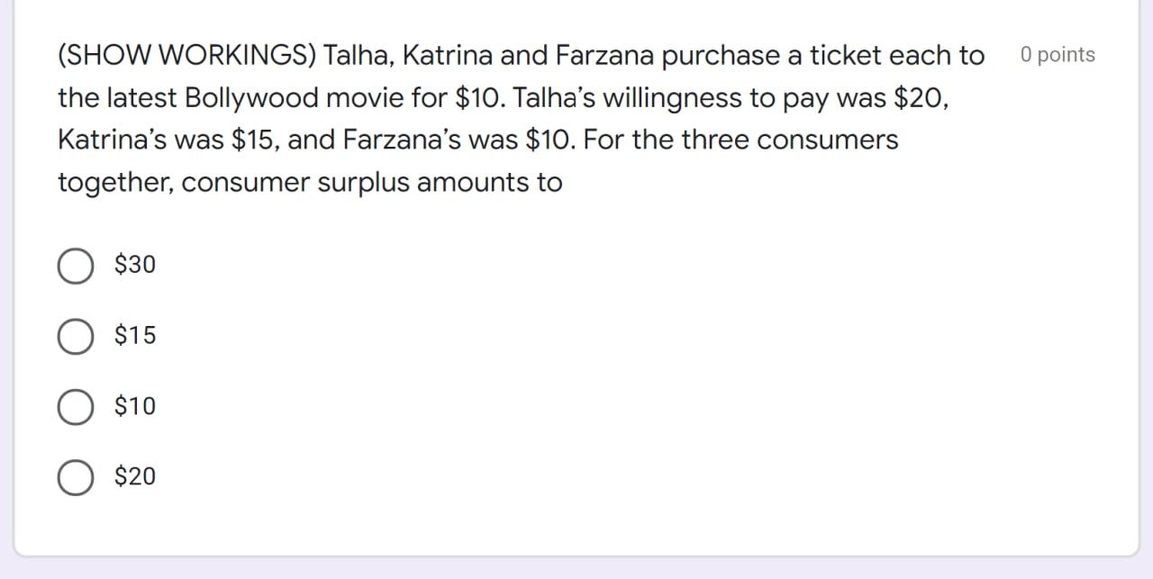 O Points Show Workings Talha Katrina And Farzana Purchase A Ticket Each To The Latest Bollywood Movie For 10 Talha 1