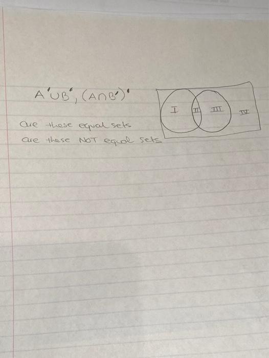Aub Anb I Are These Equal Sets Are These Not Equal Sets 1