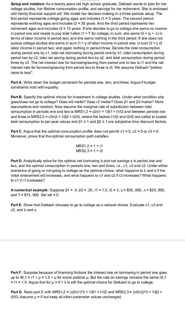 Setup And Notation As A Twenty Years Old High School Graduate Delkash Wants Plan For Her College Studies Her Lifetime 1