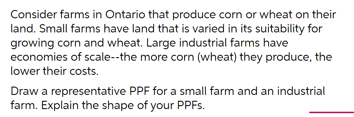Consider Farms In Ontario That Produce Corn Or Wheat On Their Land Small Farms Have Land That Is Varied In Its Suitabil 1