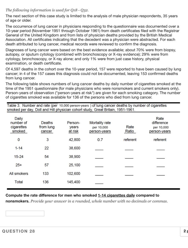 The Following Information Is Used For Q18 32 The Next Section Of This Case Study Is Limited To The Analysis Of Male Ph 1