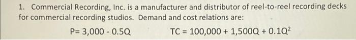 1 Commercial Recording Inc Is A Manufacturer And Distributor Of Reel To Reel Recording Decks For Commercial Recording 1