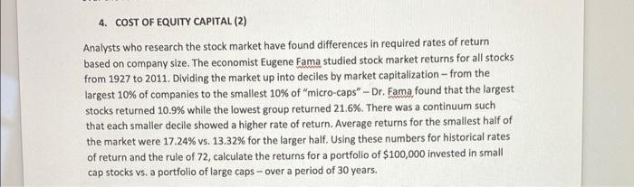 4 Cost Of Equity Capital 2 Analysts Who Research The Stock Market Have Found Differences In Required Rates Of Return 1