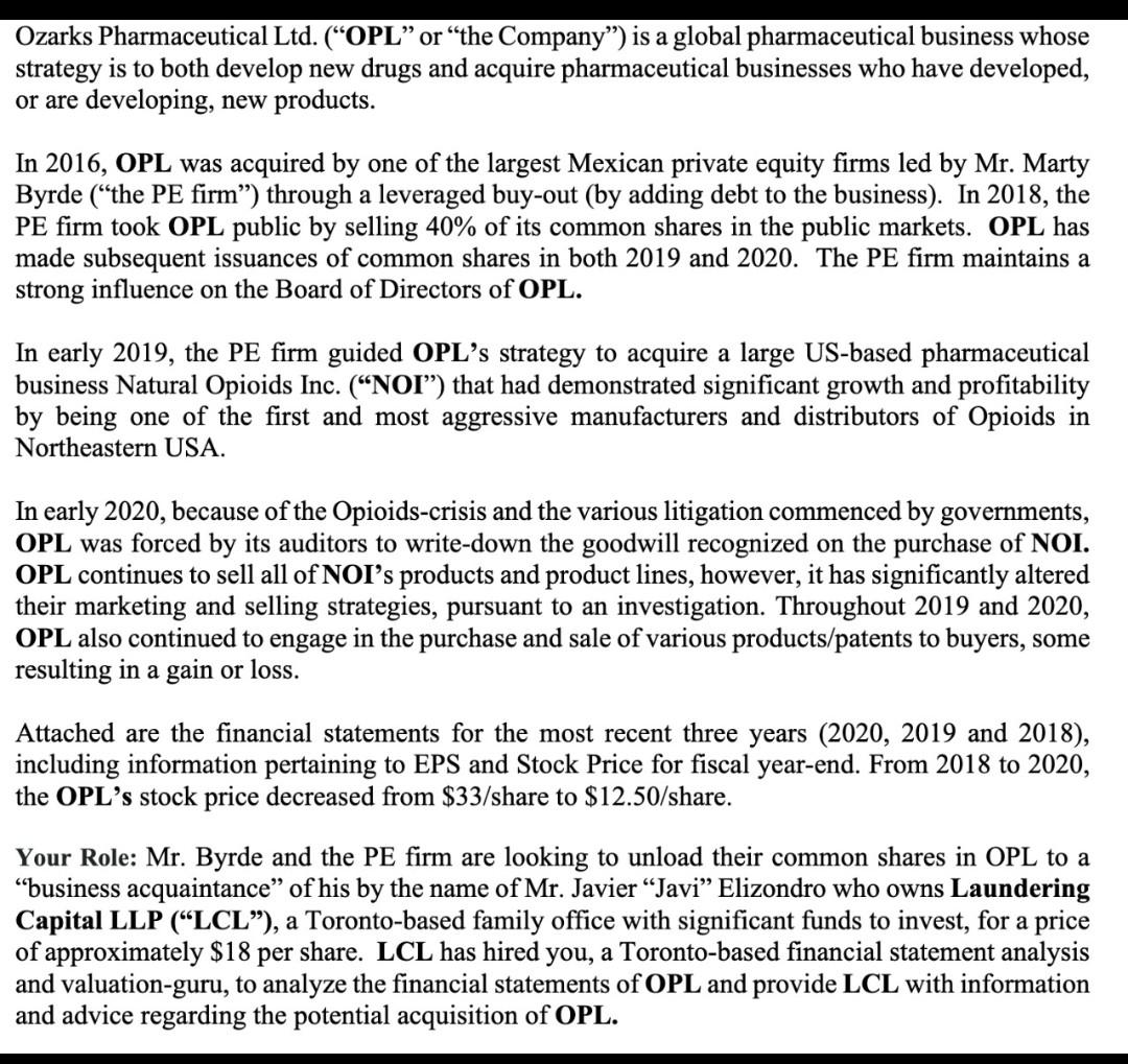 Ozarks Pharmaceutical Ltd Opl Or The Company Is A Global Pharmaceutical Business Whose Strategy Is To Both Develo 1