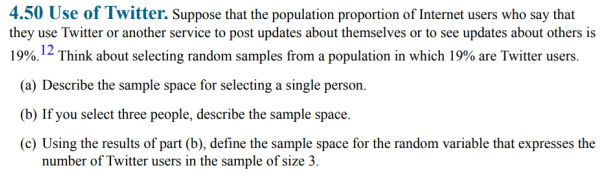4 50 Use Of Twitter Suppose That The Population Proportion Of Internet Users Who Say That They Use Twitter Or Another S 1
