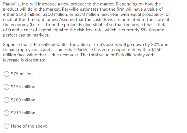 Parkville Inc Will Introduce A New Product To The Market Depending On How The Product Will Do In The Market Parkvill 1