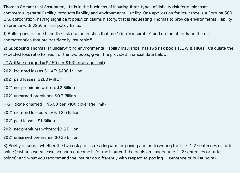 Thomas Commercial Assurance Ltd Is In The Business Of Insuring Three Types Of Liability Risk For Businesses Commerci 1