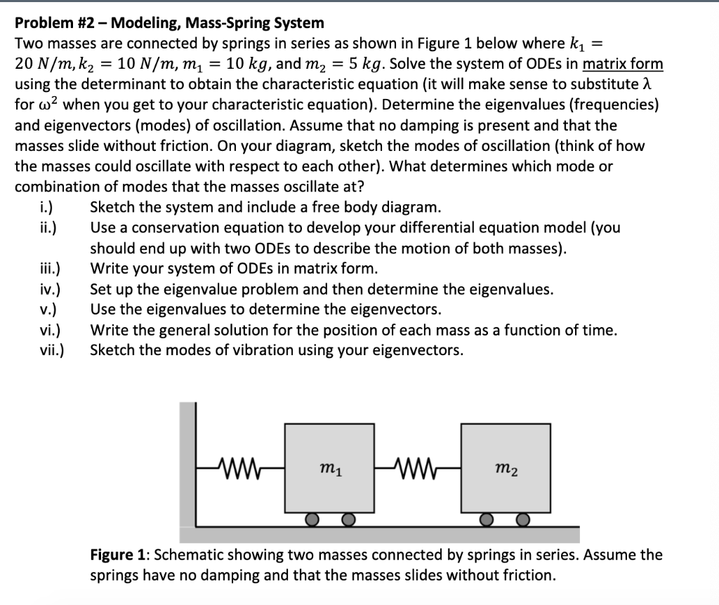 Problem 2 modeling mass spring system two masses are connected by