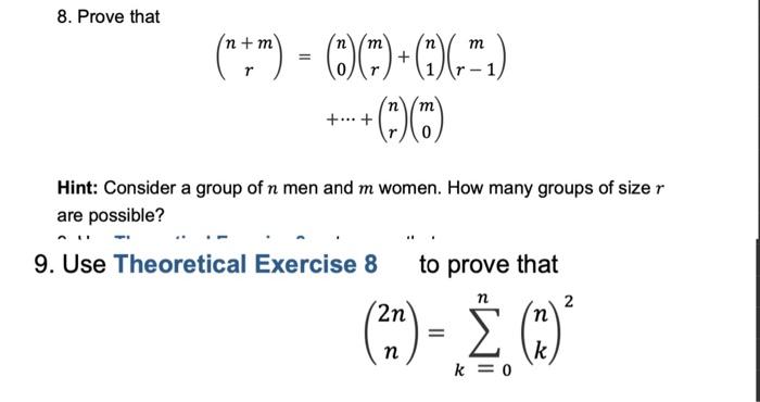 8 Prove That 4 M 7 X 2 Hint Consider A Group Of N Men And M Women How Many Groups Of Sizer Are P 1