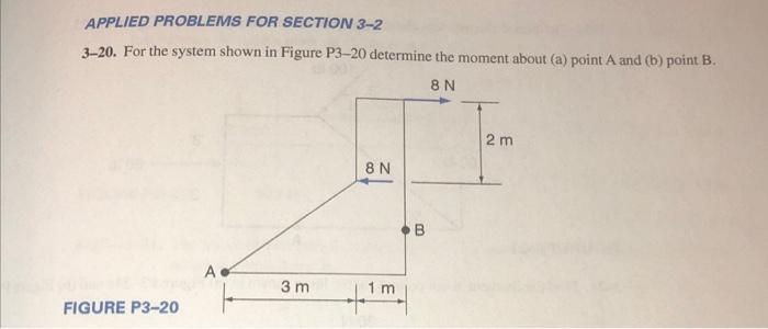 Applied Problems For Section 3 2 3 20 For The System Shown In Figure P3 20 Determine The Moment About A Point A And 1