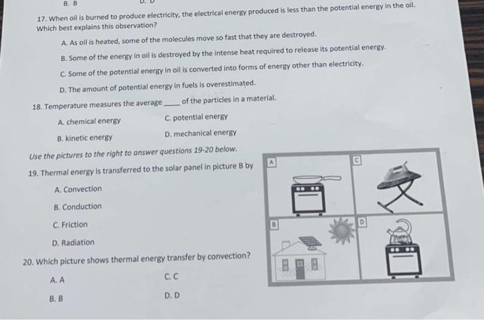 B B 17 When Oil Is Burned To Produce Electricity The Electrical Energy Produced Is Less Than The Potential Energy In 1