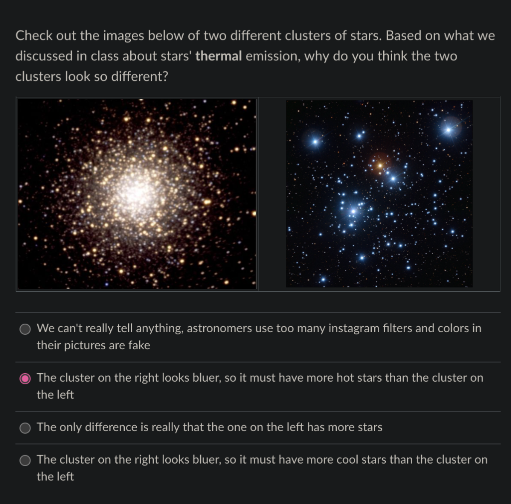 Check Out The Images Below Of Two Different Clusters Of Stars Based On What We Discussed In Class About Stars Thermal 1