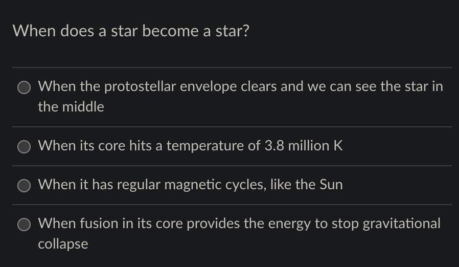 When Does A Star Become A Star When The Protostellar Envelope Clears And We Can See The Star In The Middle When Its Cor 1