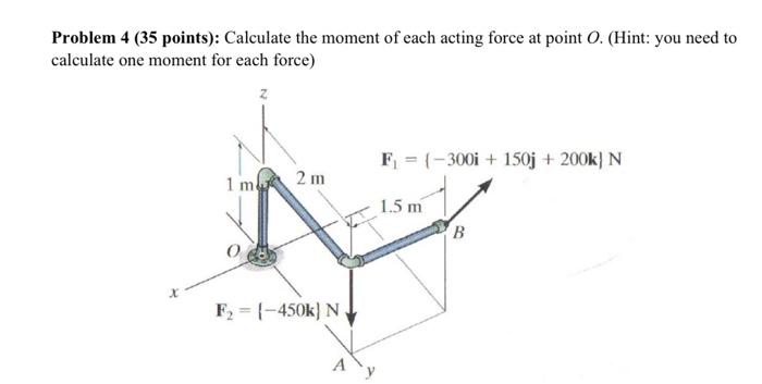 Problem 4 35 Points Calculate The Moment Of Each Acting Force At Point O Hint You Need To Calculate One Moment For 1