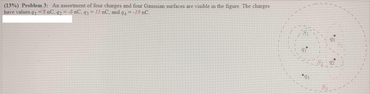 13 Problem 3 An Assortment Of Four Charges And Four Gaussian Surfaces Are Visible In The Figure The Charges Have Va 1