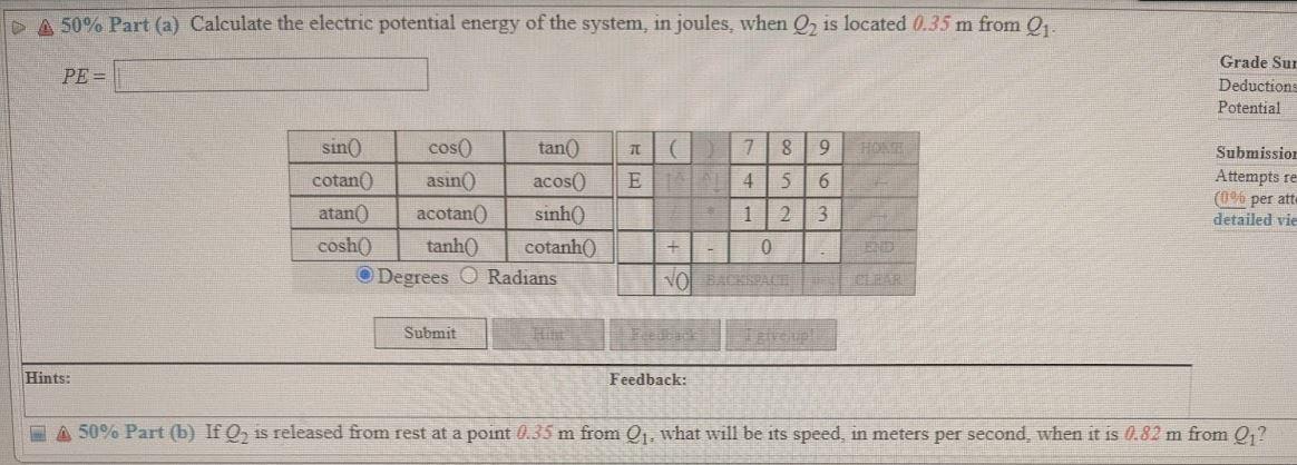 13 Problem 4 A Point Charge Q1 5 4 C Is Fixed In Space While A Point Charge Q2 39 Nc With Mass 6 1 Ug Is F 2