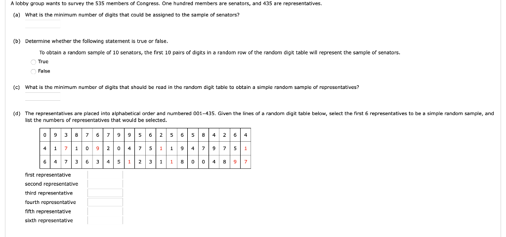 A Lobby Group Wants To Survey The 535 Members Of Congress One Hundred Members Are Senators And 435 Are Representatives 1