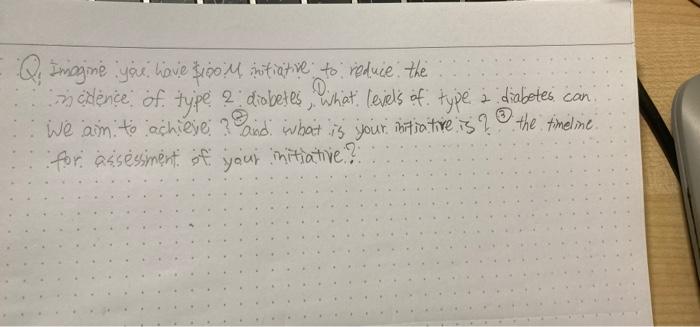 Q Insagine You Have 100 M Initiative To Reduce The 0 Incidence Of Type 2 Diabetes What Levels Of Type 2 Diabetes Can 1