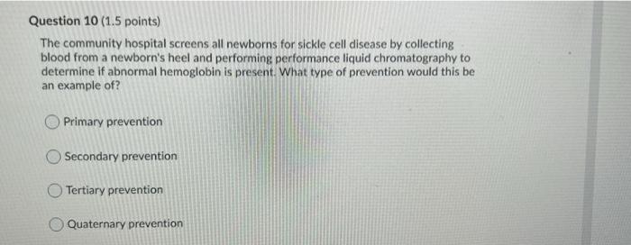Question 13 1 5 Points The Local Public Health Department Provides Free Diabetes Screening Tests For Those Without Hea 3