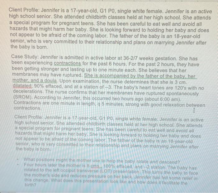 Client Profile Jennifer Is A 17 Year Old G1 Po Single White Female Jennifer Is An Active High School Senior She Att 1