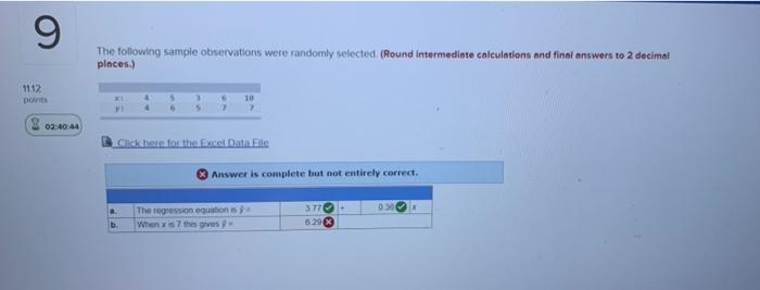 9 The Following Sample Observations Were Randomly Selected Round Intermedinte Calculations And Finel Answers To 2 Decim 1