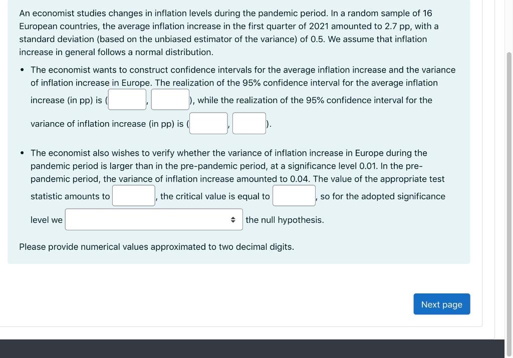 An Economist Studies Changes In Inflation Levels During The Pandemic Period In A Random Sample Of 16 European Countries 1