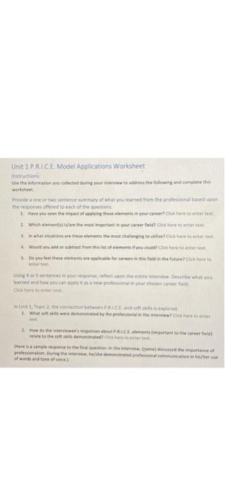 Unit 1 Price Model Applications Worksheet Instruction Uw The Information You Collecting Our The Comit This Provide A On 1