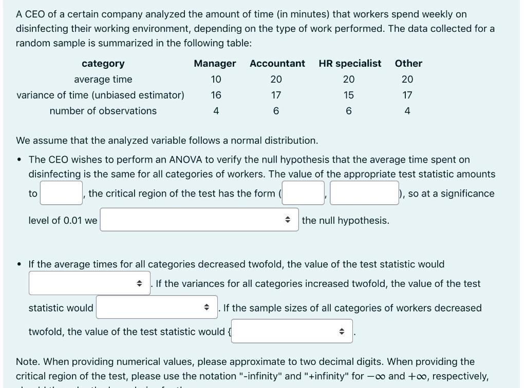 A Ceo Of A Certain Company Analyzed The Amount Of Time In Minutes That Workers Spend Weekly On Disinfecting Their Work 1