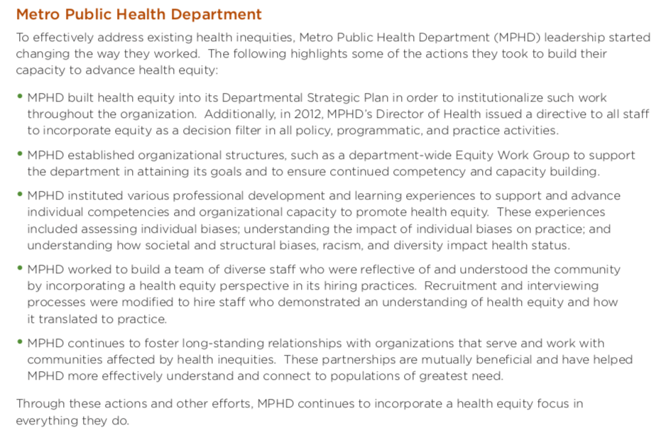 Metro Public Health Department To Effectively Address Existing Health Inequities Metro Public Health Department Mphd 1