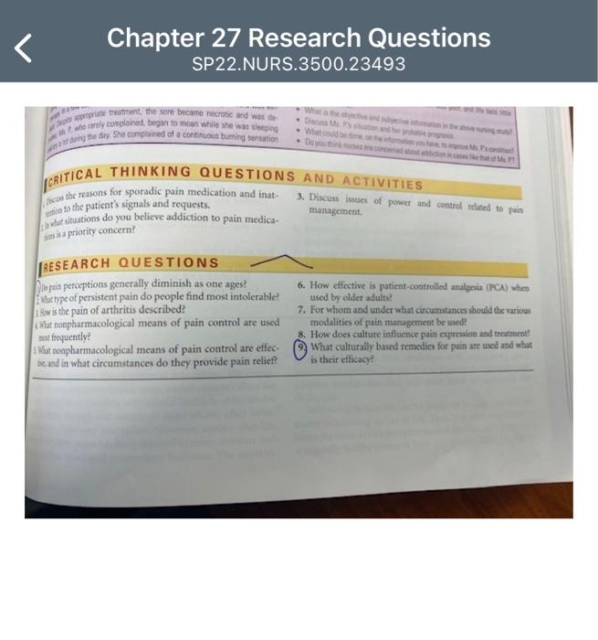 Chapter 27 Research Questions Sp22 Nurs 3500 23493 Pritetement The Sore Became And Was De Who Ar Y Complained Began 1