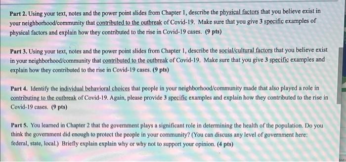 Part 2 Using Your Text Notes And The Power Point Slides From Chapter 1 Describe The Physical Factors That You Believe 1
