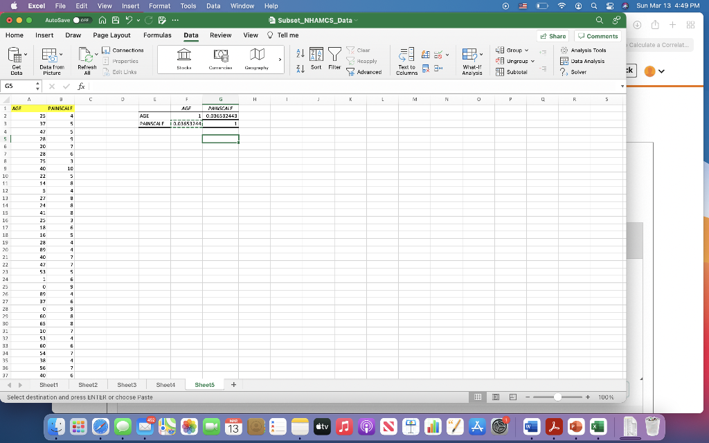 Excel File Edit Data Window Help Sun Mar 13 4 49 Pm Autosave Off View Insert Format Tools Nac Page Layout Formulas 1