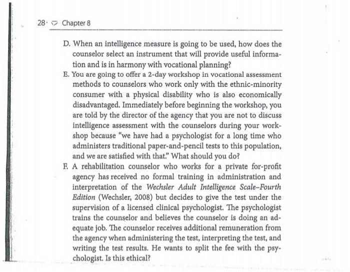 28 Chapter 8 D When An Intelligence Measure Is Going To Be Used How Does The Counselor Select An Instrument That Will 1