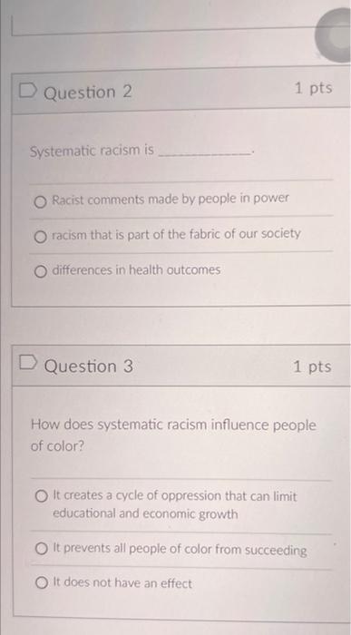 Un W Question 4 1 Pts What Is Intersectionality O Multiple Identities Linked To Oppression And Or Privilige O Identitie 2
