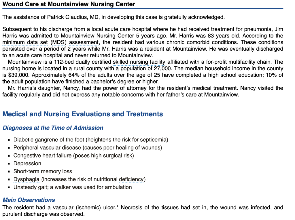 Wound Care At Mountainview Nursing Center The Assistance Of Patrick Claudius Md In Developing This Case Is Gratefully 1